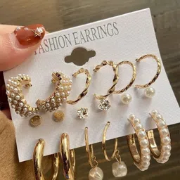 Celestique Set Of 9 Contemporary Hoop Earrings-7