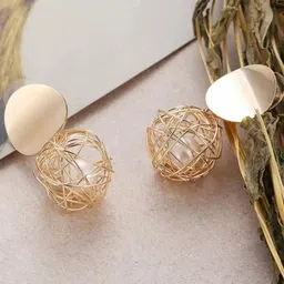 Celestique Gold Plated Contemporary Drop Earrings-image-79
