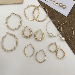Celestique Set Of 9 Contemporary Hoop Earrings-image-52
