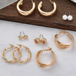 Celestique Set Of 6 Contemporary Hoop Earrings-12