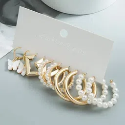 Celestique Set Of 5 Contemporary Hoop Earrings-40