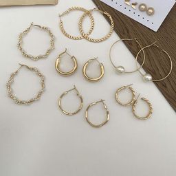 Celestique Set Of 4 Gold-Plated Contemporary Hoop Earrings-17