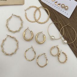 Celestique Set Of 9 Contemporary Hoop Earrings-image-53