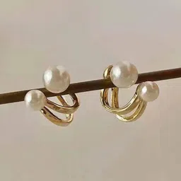 Celestique Gold Plated Pearls Contemporary Studs-31
