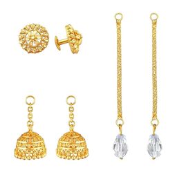 Vighnaharta Set Of 3 Gold-Plated Drop Earrings-36