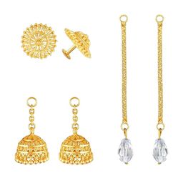 Vighnaharta 3 IN 1 Gold-Plated Stud Earrings With Removable Jhumki & Chain Drop-35