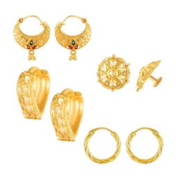 Vighnaharta Set Of 4 Gold-Plated Contemporary Studs-12