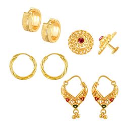 Vighnaharta Set Of 4 Gold Plated Cubic Zirconia Contemporary Hoop Earrings-48