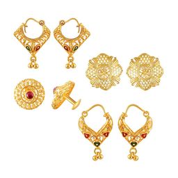 Vighnaharta Set Of 4 Gold-Plated Cubic Zirconia Studded Contemporary Studs-18