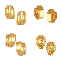 Vighnaharta Set Of 4 Gold Plated Hoop Earrings-image-94