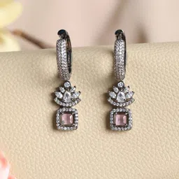 Priyaasi Contemporary Pink & Silver-Plated Hoop Earrings-43