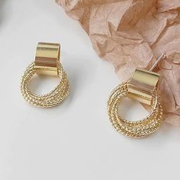 DN Creation Gold Plated Contemporary Hoop Earrings-30