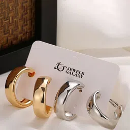Jewels Galaxy Set Of 2 Gold-Plated Contemporary Hoop Earrings-37