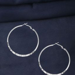 DressBerry Silver-Plated Circular Shaped Hoop Earrings-3