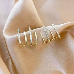 PolluxCraft Korean Gold-Plated Zircon Studded Contemporary Shaped Studs-image-40