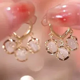 PolluxCraft Gold-Plated Cubic Zirconia Studded Contemporary Shaped Hoop Earrings-1