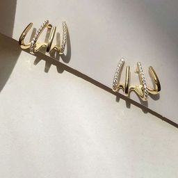 PolluxCraft Korean Gold-Plated Zircon Studded Contemporary Shaped Studs-image-34