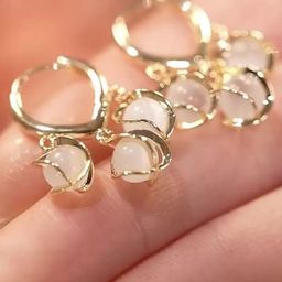 PolluxCraft Gold-Plated Cubic Zirconia Studded Contemporary Hoop Earrings-image-99