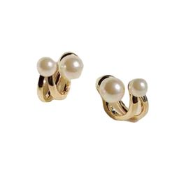 PolluxCraft Korean Gold-Plated Pearl Stone Studded Contemporary Studs-image-33