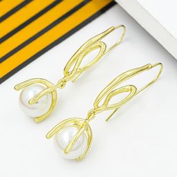 Bellofox Gold-Toned & White Beads Studded Drop Earrings-10