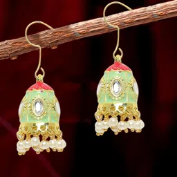 OOMPH Gold-Plated Dome Shaped Jhumkas Earrings-9