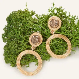 Accessorize London Women Gem Ridged Circle Drop Earrings-58