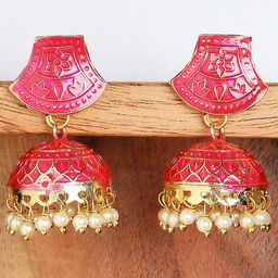 OOMPH Gold-Plated Dome Shaped Jhumkas Earrings-7