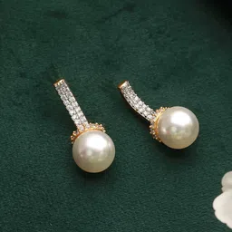 Saraf RS Jewellery Gold-Plated American Diamond Studded Drop Earrings-31