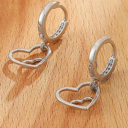 Young & Forever Women AAA Zircon Silver-Plated Heart Shaped Drop Earrings-image-84