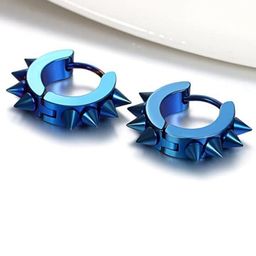 VIEN Spiked Huggie Hoop Stainless Steel Earrings-image-7
