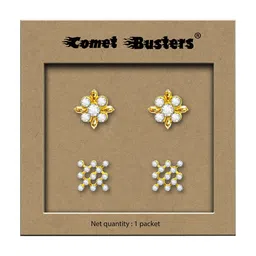 Comet Busters Pack of 2 Non Piercing Self Adhesive Stick Ons Stud Earrings-7