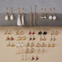 Zaveri Pearls Set Of 25 Gold Plated Studs Earrings-87
