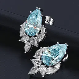 Jewels Galaxy Silver Plated Teardrop Shaped American Diamond Studs Earrings-19