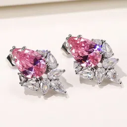 Jewels Galaxy Silver-Plated Teardrop Shaped Studs Earrings-image-87