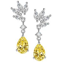 Designs & You Silver-Plated Cubic Zirconia Studded Teardrop Shaped Drop Earrings-5