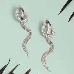 SOHI Silver-Plated Teardrop Shaped Drop Earrings-3