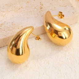 FIMBUL Gold-Plated Lightweight Teardrop Shaped Drop Earrings-3