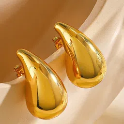 FIMBUL Gold-Plated Lightweight Teardrop Shaped Drop Earrings-5