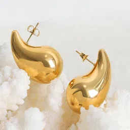 FIMBUL Gold-Plated Stainless Steel Teardrop Shaped Stud Earrings-38