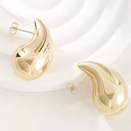 Softwrap Gold Plated Teardrop Shaped Stud Earrings-9