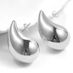 Softwrap Silver Plated  Teardrop Shaped Stainless Steel Stud Earrings-15