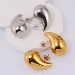 Softwrap Set Of 2 Teardrop Shaped Stainless Steel Stud Earrings-14