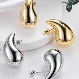 Softwrap Set Of 2 Stainless Steel Teardrop Shaped Stud Earrings-12