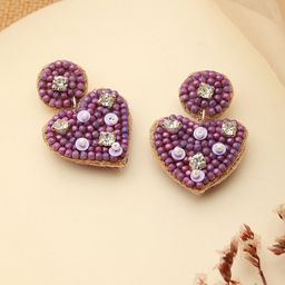 Jazz and Sizzle Heart Shaped Beaded Drop Earrings-29