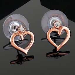 Estele Rose Gold-Plated Heart Shaped Crystals Stud Earrings-20