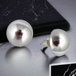 LUCKY JEWELLERY Set of 2 Silver Plated Studs and Half Hoop Earrings-34