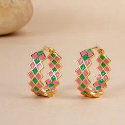 Voylla Multicoloured Gold Plated Geometric Trendy Party Wear Hoop Earrings-picture-20