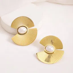 Rubans Voguish 
18KT Gold Plated Stainless Steel Tarnish-Free Waterproof Stud Earrings-19