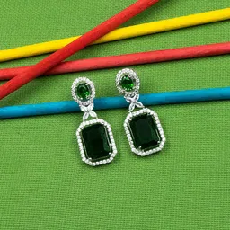 StileAdda Silver-Plated Geometric Drop Earrings-11