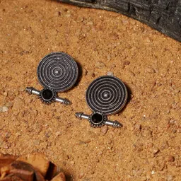 VENI Silver-Plated Oxidised Classic Studs Earrings-12